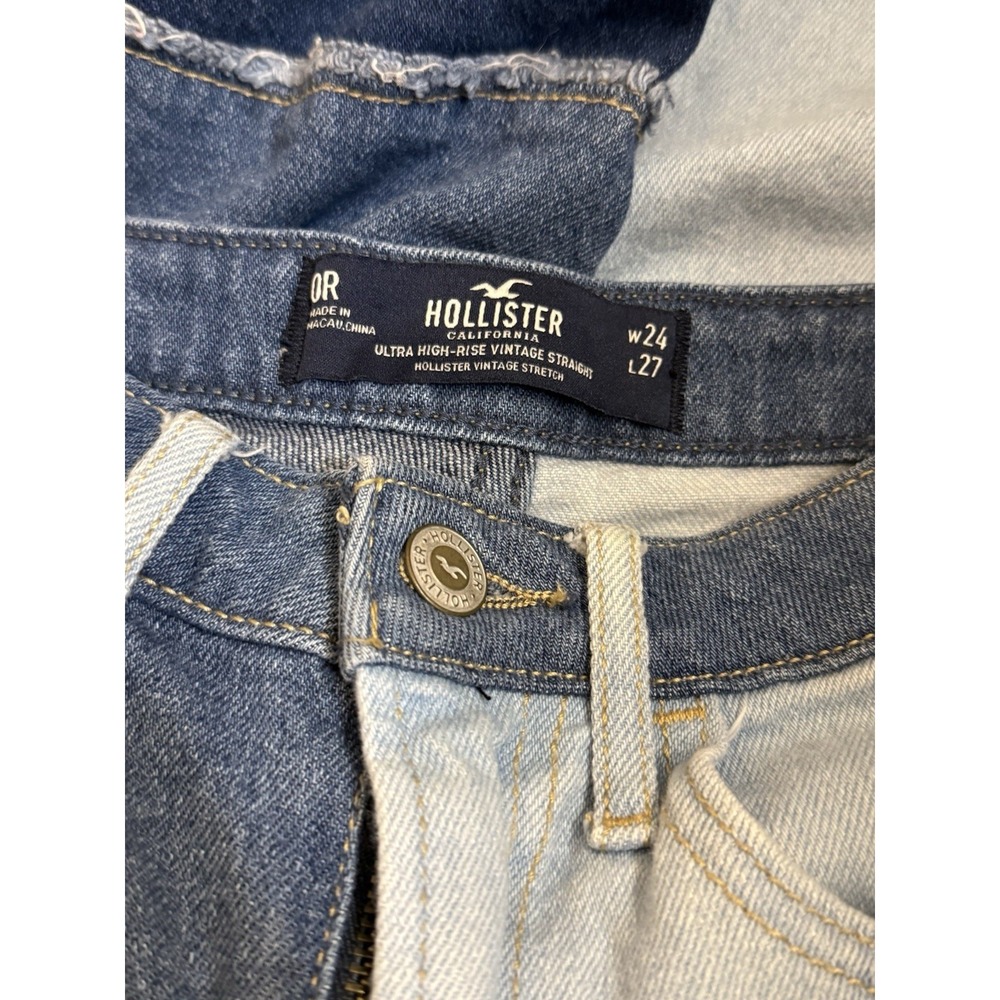 Hollister Women's Ultra High Rise Vintage Straight Jeans Patchwork Size 24 - Picture 8 of 9